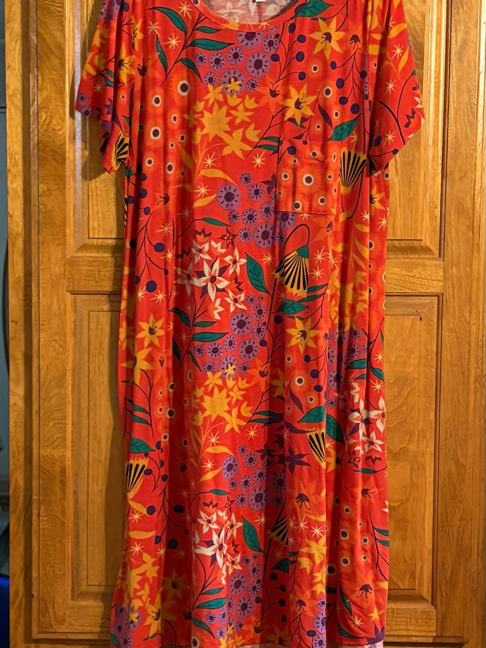 LuLaRoe Carly Vibrant Orange Floral Print Casual Dress 3X